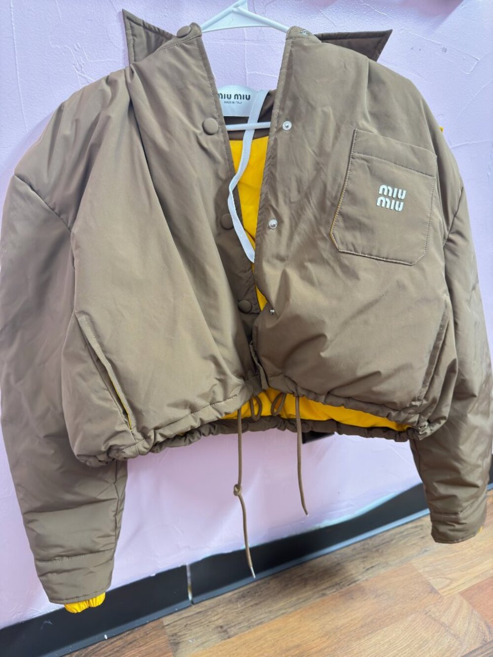 Miu Miu Brown and Yellow Puffer Jacket Small - Picture 7 of 8